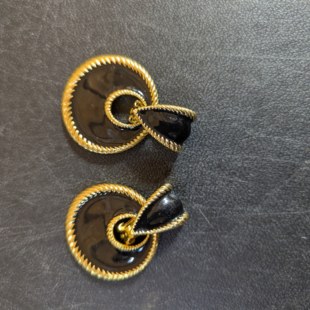 Elegant Black and Gold Earrings